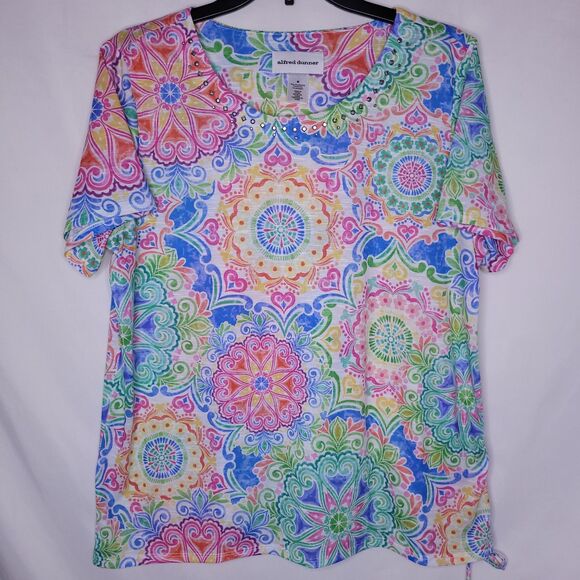 Alfred Dunner Top Medium Colorful Mandala Knit - Picture 1 of 10